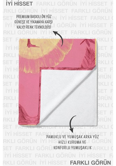 Flamingo Temalı Tropikal Plaj Havlusu - Pembe Marine Egzotik Havuz Deniz Banyo Sahil Örtüsü Eski Porselen
