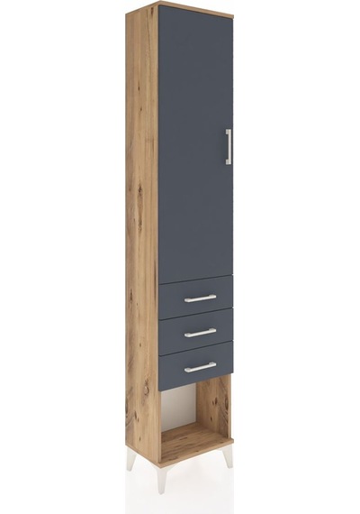Arges Dolap 2 Raflı 3 Çekmeceli Tek Askılı 44x30x221 Çam-antr... Çam