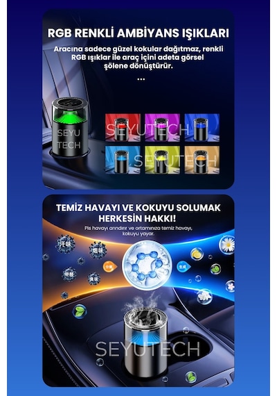 Harvox Rgb Renkli Araç Kokusu Şarjlı 4 Farklı Mod 800mah Batarya Ortam Ve Oda Hava Nemlendirici Aromaterapi