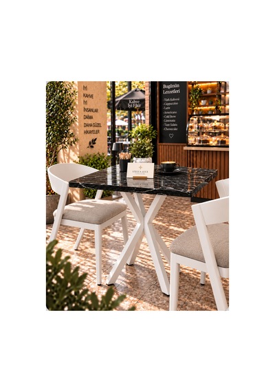 Kalınlaştırmalı Mutfak Cafe Balkon Bahçe Restoran Yemek Masası 70x70 Beyaz Siyah Traverten Kare Mermer Desen - Beyaz Mermer Desen - Beyaz Kalınlaştırmalı Mutfak Cafe Balkon Bahçe Restoran Yemek Masası 70x70 Beyaz Siyah Traverten Kare Mermer Desen - Beyaz Mermer Desen - Beyaz