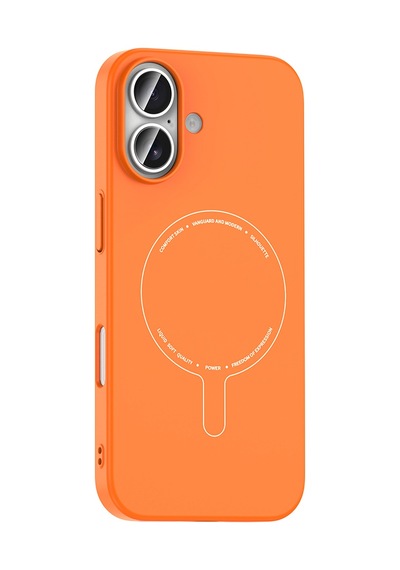 Maks Technology iPhone Uyumlu 17 Kılıf M-safe Şarj Özellikli Kamera Korumalı Mkst Elio Sert Pc Kapak - Turuncu