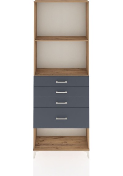 Arges Dolap 2 Raflı 4 Çekmeceli 88x30x243 Çam-antrasit Atlas Çam