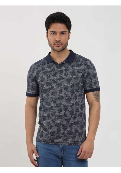Dufy Lacivert Erkek Slim Fit Desenli Polo Yaka Tshirt - 105239-lacivert Lacivert
