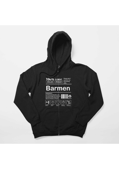 Barmen Siyah Fermuarlı Kapşonlu Sweatshirt
