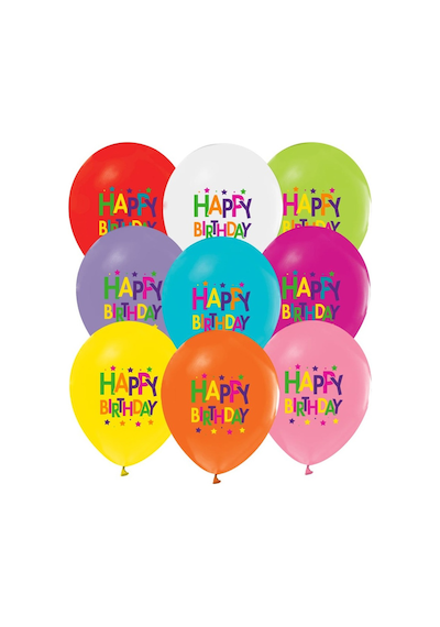 Balonevi Balon 4+0 Superstar Bırthday Baskılı 12" 8 Li Çok Renkli