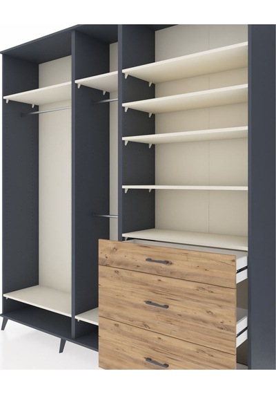 Hyperion Dolap 9 Raflı 3 Çekmeceli 3 Askılı 220x44x243 Antrasit-aytaşı/çam Çok Renkli Hyperion Dolap 9 Raflı 3 Çekmeceli 3 Askılı 220x44x243 Antrasit-aytaşı/çam Çok Renkli