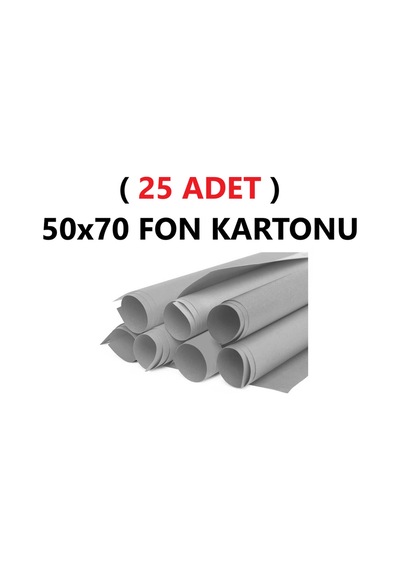 25 Adet 50x70 Cm Gri Renkli Fon Kartonu Rulo Canlı Renk Büyük Boy Anaokulu Kreş Okul
