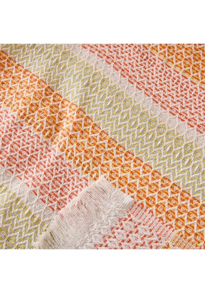 Soft Vita Tek Kişilik Pike - Ekru / Turuncu - 160x230 Cm Renkli