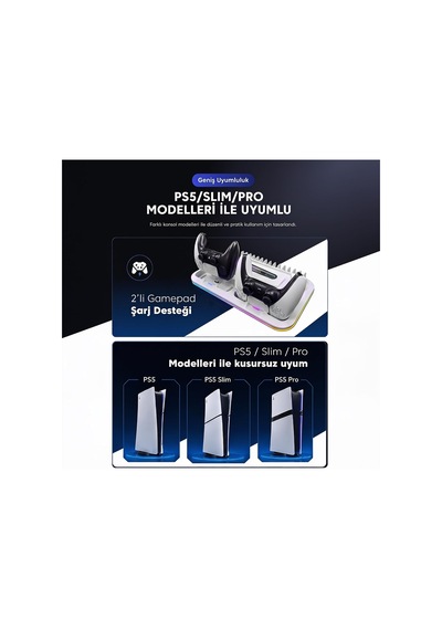 Ps5/slim/pro Soğutucu Ledli Stand Ve Joystick Şarj İstasyonu