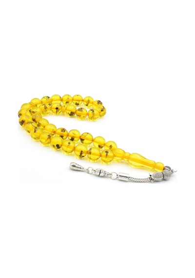 Murty99 Küre Kesim Karınca Fosilli Toz Kehribar Tesbih 10 Mm