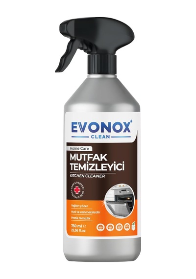 Evonox Clean Ultra Güçlü Mutfak Yüzey Temizleyici Ve Yağ Sökücü - Limon Kokulu Sprey 750 Ml 10'lu Set