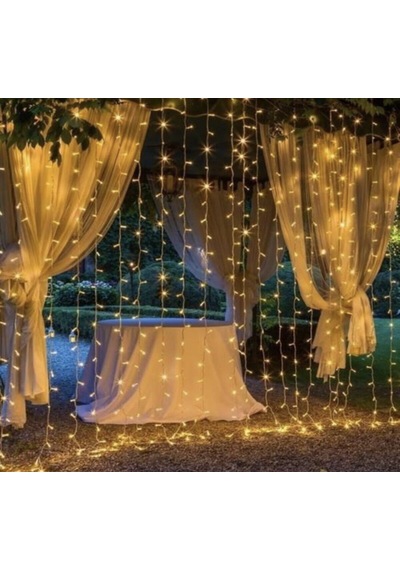 3X2 Metre Perde Led Işık Gün Işığı 8 Fonksiyonlu Eklenebilir Dekoratif Led Işık Yılbaşı Süsü Diğer