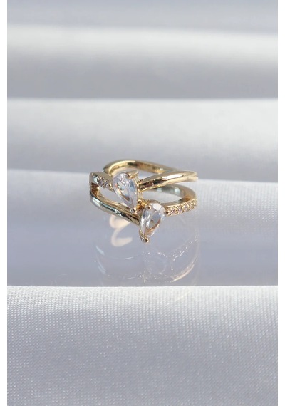 Pirinç Gold Renk Zirkon Taşlı Damla Earcuff Küpe Eb-53-vice/ 1395 3097 Çok Renkli