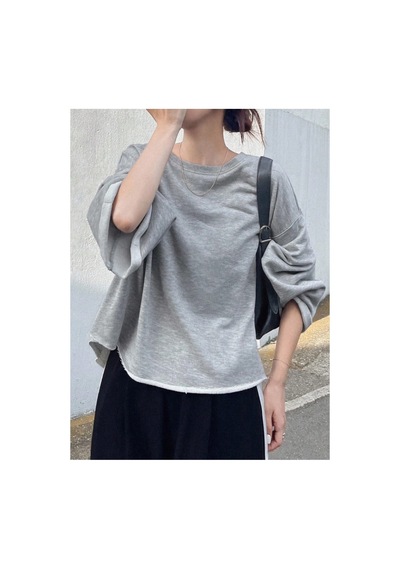 Cool Tarz Oversize Kesim Bisiklet Yaka Uzun Kollu Sweatshirt Gri Gri