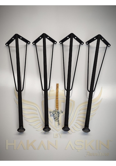 By Hakan Aşkın 70 Cm Metal Siyah Masa Firkete Ayağı Ve Takımı 4 Lü Mat Siyah