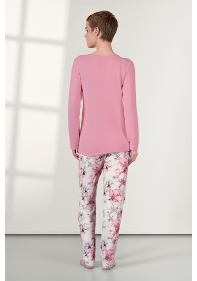 Doreanse Kadın Pembe Çiçek Desenli T-shirt Pijama Takımı 25k4032-standart Pembe