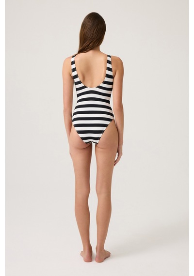 Los Ojos Siyah-beyaz Çizgili U Yaka Spor Mayo Sporty One Piece Siyah-beyaz Siyah-beyaz
