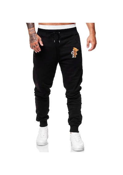 Tarzsokak Guys Bear Graphic Drawstring Eşofman Altı Siyah