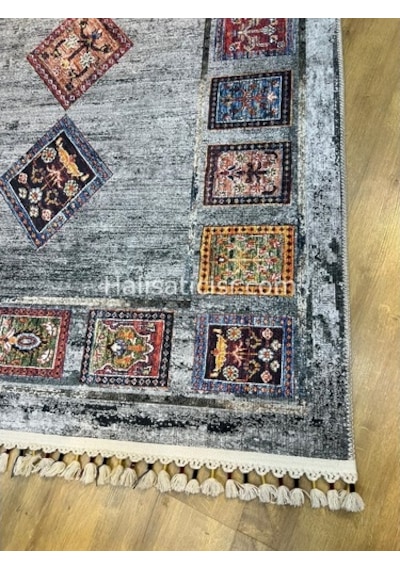 Salerno Çamaşır Makinesinde Yıkanabilir Kilim Halı Hs1007 Çok Renkli