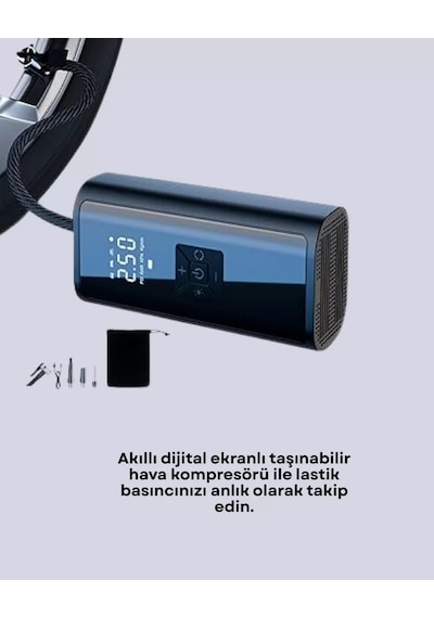 Hepsi 12v Uyumlu Çok İşlevli Akıllı Araç Lastik Pompası Yeni Nesil Najmaddin