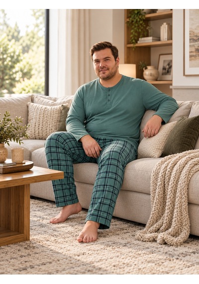 Seboteks İnterlok Kumaş Yakası Düğmeli Uzun Kollu Büyük Beden Erkek Pijama Takımı 8589 Yeşil Seboteks İnterlok Kumaş Yakası Düğmeli Uzun Kollu Büyük Beden Erkek Pijama Takımı 8589 Yeşil
