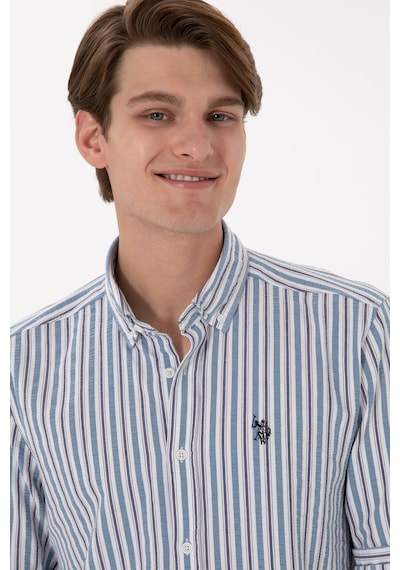 U.s. Polo Assn. Erkek Mavi Gömlek Desenli 50306326-vr036 Mavi