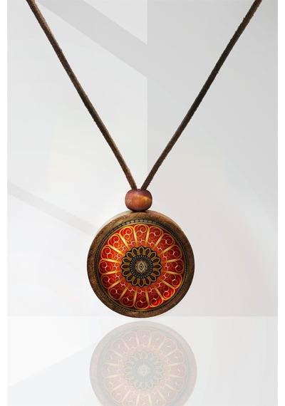Mandala Ahşap Kolye N11.29035 Gri