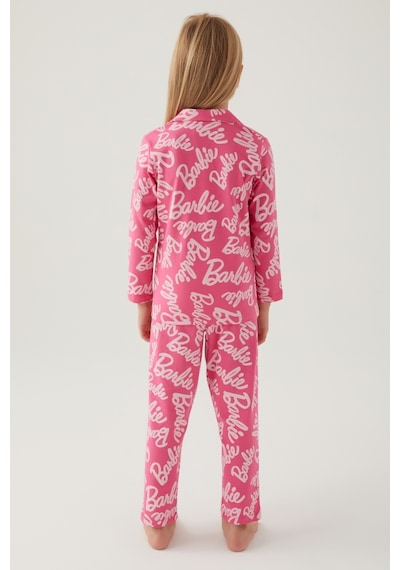 Barbie Kız Çocuk Pembe Gömlek Pijama Takımı 5274-42567 Açık Fuşya