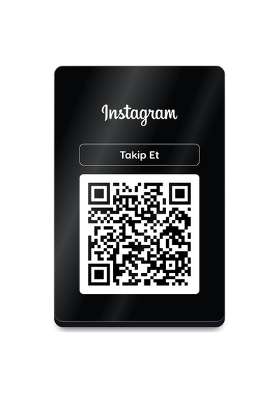 Meo Instagram Paneli - Qr Kodlu Düz Pleksi Masaüstü Panel Siyah