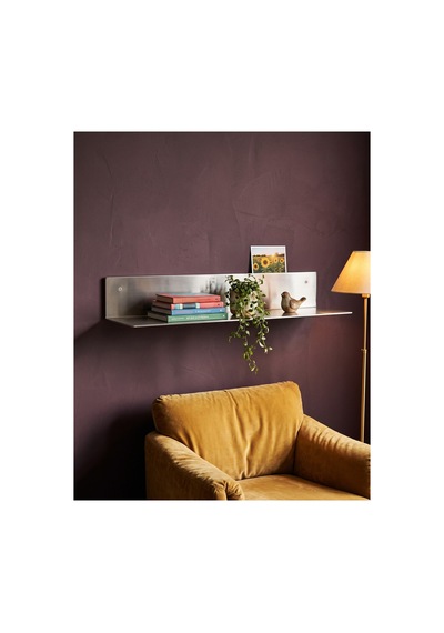 Dizör L Duvar Rafı 45 Cm 304 Paslanmaz Çelik, Fırçalı, Banyo Mutfak Salon Duvar Rafı Gümüş