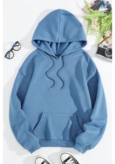 Uyguntarz Rahat Kalıp Unisex Oversize Sweatshirt Bebe Mavisi