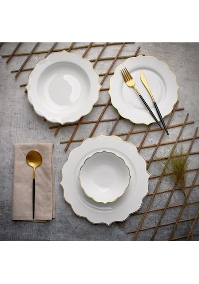 Paçi Yemek Takımı 24 Parça Bone Chine Flora Beyaz