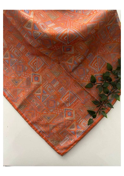 Silk Home Hiyeroglif Desen Soft Pamuk Eşarp Taba