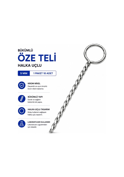 Bükümlü Öze Teli Halka Uçlu 5 Mm 1 Paket 10 Adet
