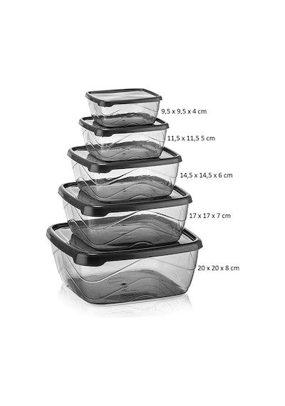 9 Parça Platin Serisi Kare Sweet Şeffaf Saklama Kabı 4Xyuvarlak