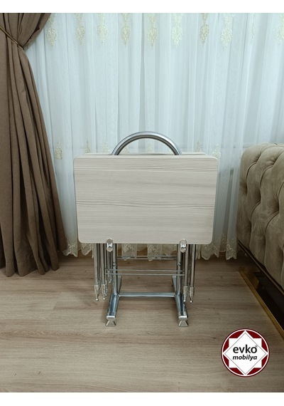 Evko Mobilya Çanta Zigon Sehpa, 4'lü Sehpa, Zigon Sehpa, Servis Sehpası, Mdf Mebran Sehpa, Katlanır Sehpa