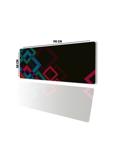 Sonictouch Renkli Kareler Siyah Gamer Oyuncu Dikişsiz Sıvı Geçirmez Klavye Mouse Pad 32x70cm Mousepad