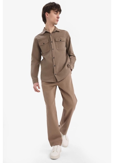 DeFacto %100 Pamuk Bol Rahat Kesim Wide Leg Geniş Paça Yazlık Keten Görünümlü Pantolon D7285AX25SPBN229