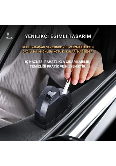Coofbe Yeni Nesil Kapaklı Araç Cam Kenarı Oto Küllük Araba Küllüğü Koku Önleyici Araç Kül Tablası