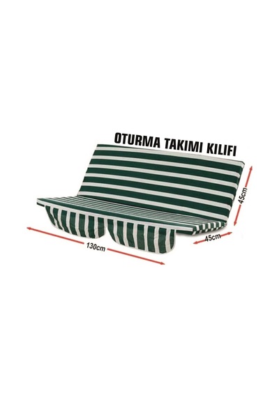 Viphomeconcept 2 Kişilik Salıncak Oturağı (Yeşil-Beyaz)-(Süngersiz Tentesiz) Yeşil