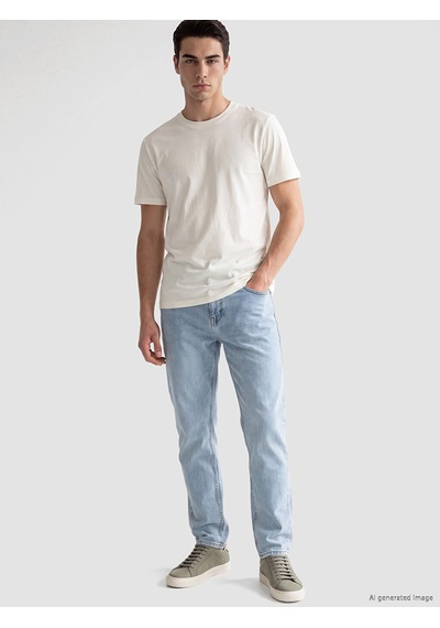Lcwaıkıkı Classic Ekru Slim Fit İnce Kumaş Erkek Tişört /02