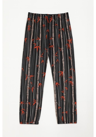 Markapia Kadın Yumuşak Kadife Dokulu Bambu Desenli Pijama Altı Çok Renkli