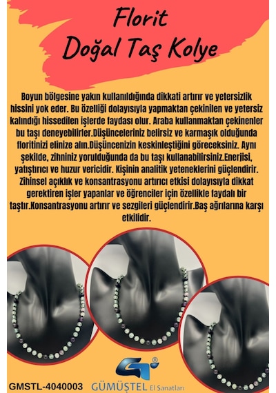 Sertifikalı Doğal Taş Florit Taşı Kolye Aaa Kalite 6mm Çok REnkli