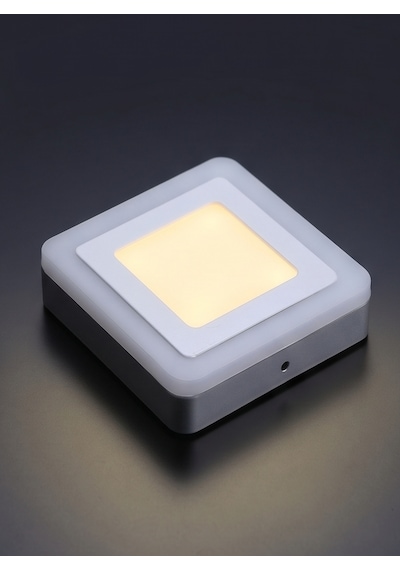 Kare Sıva Üstü Led Spot Armatür 9 Watt Çift Renk Üç Kademe Mavi Günışığı Gece Lambası