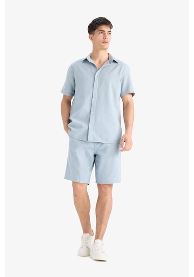 DeFacto %100 Pamuk Relax Fit Cepli Keten Görünümlü Bermuda Şort C7381AX25SMBE524
