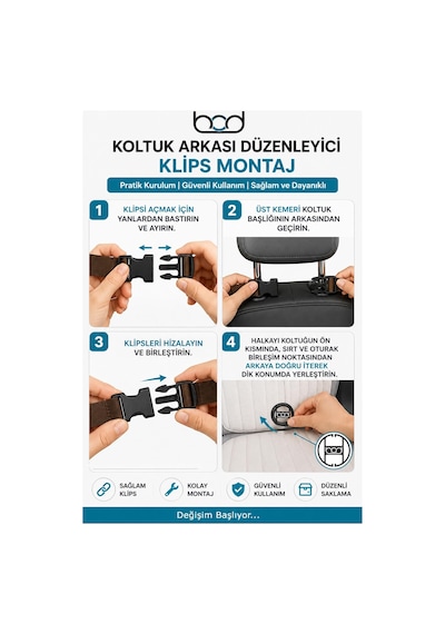 Bod Lux Linen Serisi Keten Koltuk Arkası Düzenleyici Araç İçi Organizer B