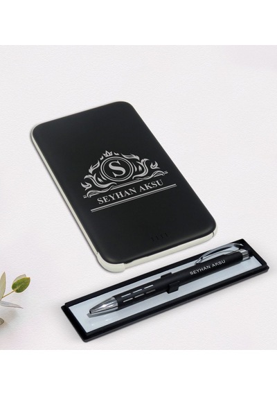 Kişiye Özel Isimli Siyah Kalem Ve 5.000 Mah Powerbank Seti (512122082)