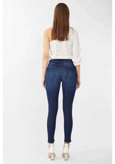 Kadın Skinny Fit Esnek Pantolon Koyu Mavi 001