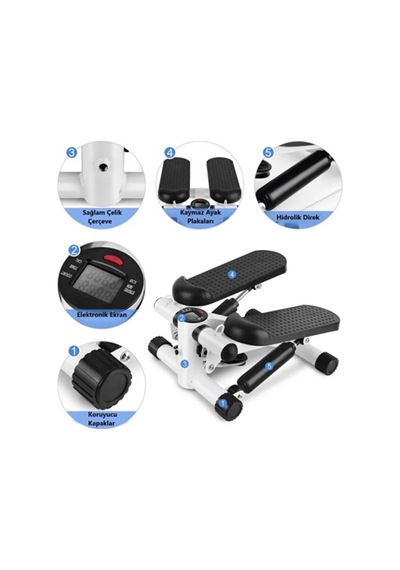 Direnç Lastikli Mini Stepper Egzersiz Aleti Dijital Ekranlı Sessiz Hidrolik Step Aleti Çok Renkli