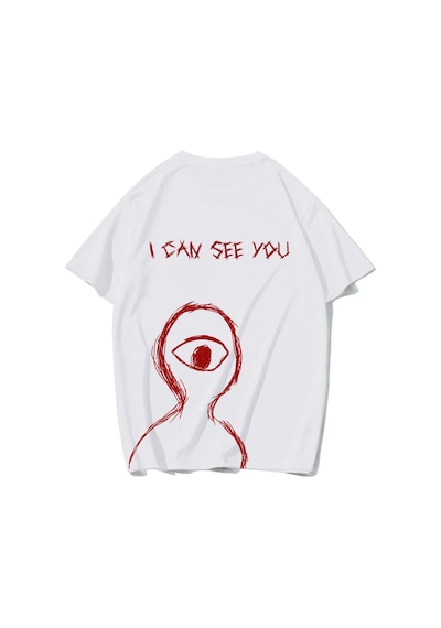 Brz Collectıon Brz Collection Unisex Oversize I Can See You T-shirt Beyaz
